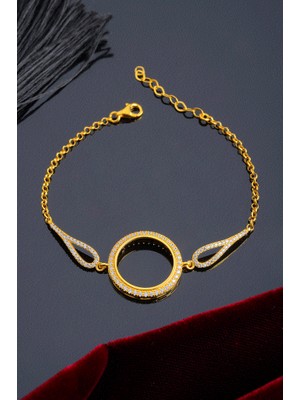 Innuendo 925 Ayar Gümüş Zirkon Taşlı Çeyrekli Bileklik