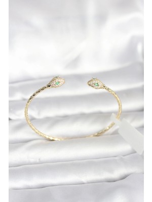 TeknoKapsül Pirinç Gold Renk Yılan Model Bileklik