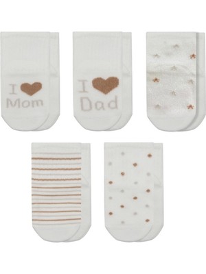 NW NessiWorld Mom Dad Kutulu Penye Soket Çorap 5li 10148 Ekru Kahve