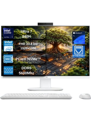 Asus V440VAK Intel® Core™ 7 240H 5.2ghz 16GB Ddr5 1tb SSD 23.8" Fhd 100HZ 250NITS Srgb: %100 WIN11PRO Beyaz Allınone Bilgisayar V440VAKC716512W0DGNS05