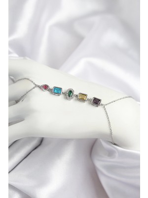 TeknoKapsül Pirinç Renkli Zirkon Taşlı Model Gümüş Renk Şahmeran