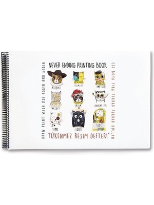 TeknoKapsül Tükenmez Resim Defteri-1 Ressam Kediler - 35X50CM