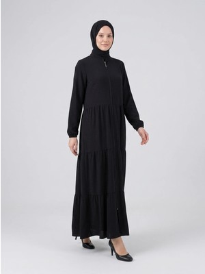 Nevayla Moda Kat Katlı Ferace - Siyah / F0147