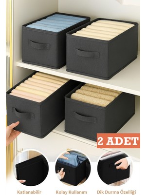 Prendi Home 2 Adet Dolap Içi Düzenleyici, Raf Düzenleyici, Katlanabilir Kıyafet Saklama KUTUSU-45CM x 25CM x 20CM