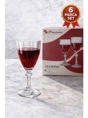 PremiumPort 6'lı Parlak Diamond Şarap Kadehi Seti, Şıklık ve Zarafet Için Ideal