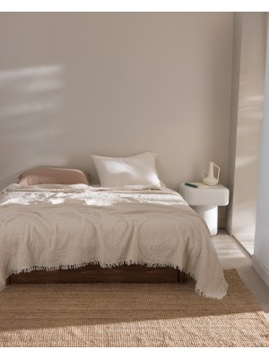 Madame Coco Bradley Tek Kişilik Pamuklu Yatak Örtüsü - Ekru