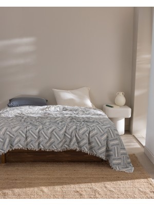 Madame Coco Kylian Tek Kişilik %100 Pamuk Yatak Örtüsü - Gri