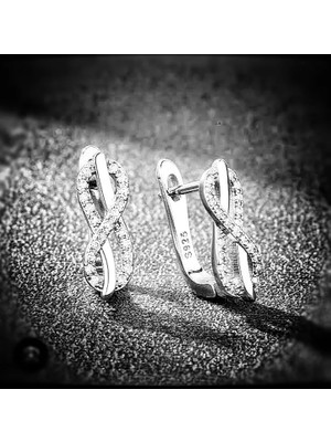 925 Ayar Gümüş Şanslı 8 Sonsuzluk Damla Küpe