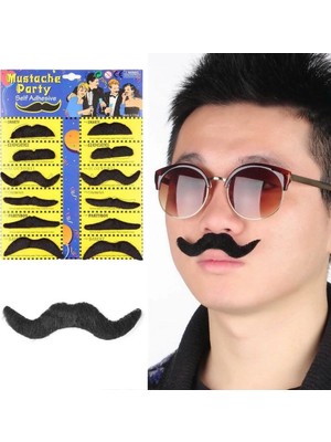 Fun And Market Buğz Kostüm Partisi Takma Bıyık 6 Model 12 Adet