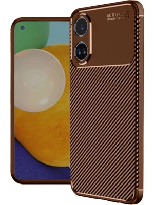 Fun And Market Buğz Oppo A38 Kılıf Auto Focus Karbon Kapak - Kahverengi