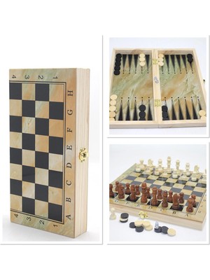 Fun And Market Buğz Ahşap Kutulu Satranç ve Tavla Seti ALK4219