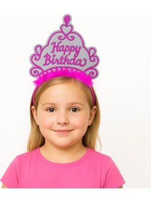 Fun And Market Buğz Pembe Happy Birthday Prenses Tacı – Doğum Günü Taç Aksesuarı
