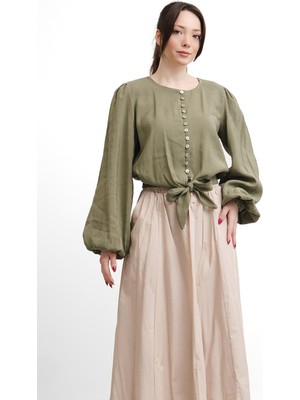 Salisburys Molly Nelly Kadın Bağlamalı Balon Kol Gömlek