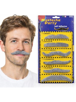 Fun And Market Buğz 6’lı Yapışkanlı Gri Parti Bıyık Seti – Farklı Modeller