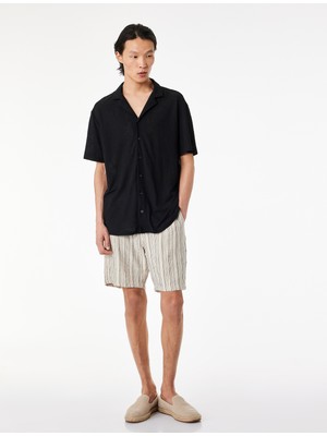 Koton Pamuklu Cepli Bermuda Çizgili Beli Bağcıklı Şort