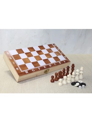 Fun And Market Buğz Ahşap Kutulu Satranç ve Tavla Seti ALK4024