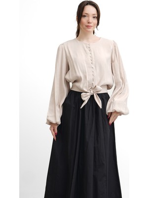 Salisburys Molly Nelly Kadın Bağlamalı Balon Kol Gömlek