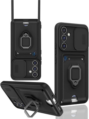 Fun And Market Buğz Samsung Galaxy A36 Kılıf Zuma Kartvizitli Yüzüklü Silikon - Siyah