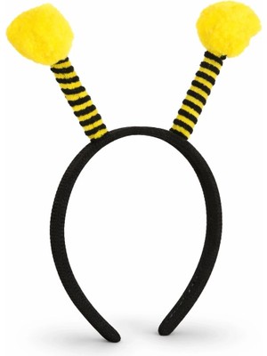 Fun And Market Buğz Sarı Siyah Arı Antenli Taç - Çocuk Arı Tacı Mega Ponponlu