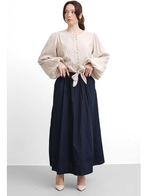 Salisburys Molly Nelly Kadın Dikiş Detaylı Lastikli Ince Kloş Etek