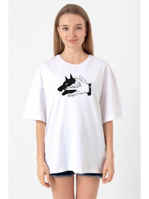 Jujutsu Kaisen Anime Divine Dogs Beyaz Kadın Oversize Tshirt