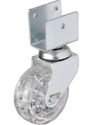 TeknoKapsül 328 - 50X20 mm Şeffaf Makaralı Kısa U Tablalı Teker 4 Adet