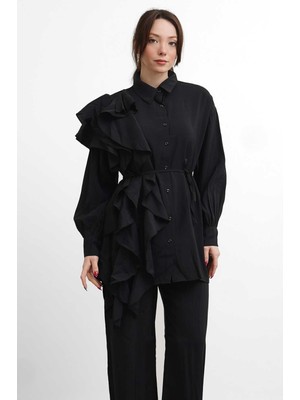 Salisburys Molly Nelly Kadın Yandan Fırfırlı Gömlek Pantolon Takım