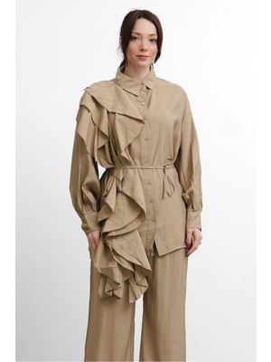 Salisburys Molly Nelly Kadın Yandan Fırfırlı Gömlek Pantolon Takım