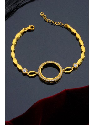 INNUENDO JEWELRY 925 Ayar Gümüş Taşlı Halka Detaylı Çeyrekli Bileklik