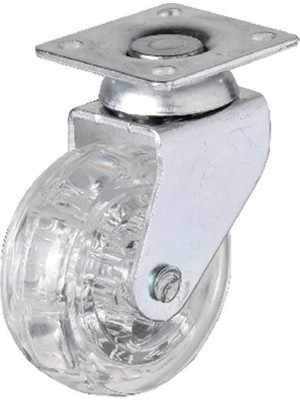 TeknoKapsül 325 - 50X20 mm Şeffaf Makaralı Tablalı Teker 4 Adet