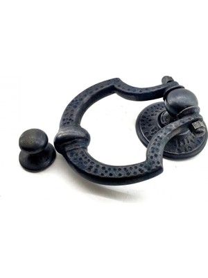 TeknoKapsül Antika Tarz Dekoratif Pirinç Dövme Kapı Tokmağı, Taktak - 150X105 Mm, Oksit