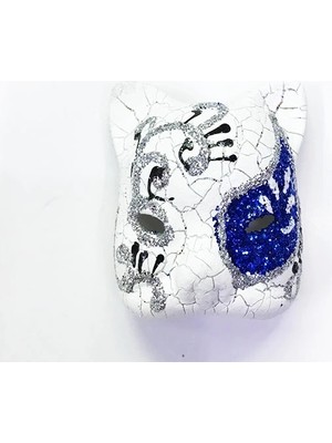 Die Grup  Mavi Renk Işlemeli Seramik Malzemeden Imal Venedik Kedi Model Magnet