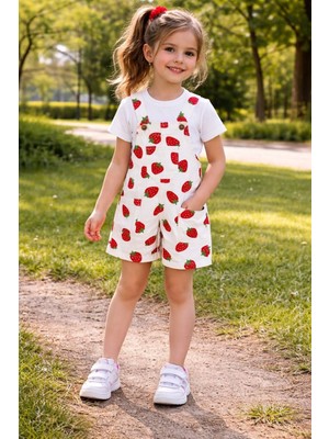 La’ciel Paris Çilek Desenli Salopet (Tişört Dahil Değildir)