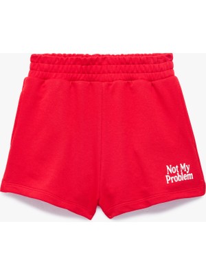 Koton Rahat Kalıp Baskılı Normal Bel Lastikli Mini Spor Şort