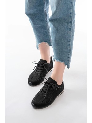 Aymood Rs-01 Siyah Süet Ince Taban Günlük Spor Ayakkabı