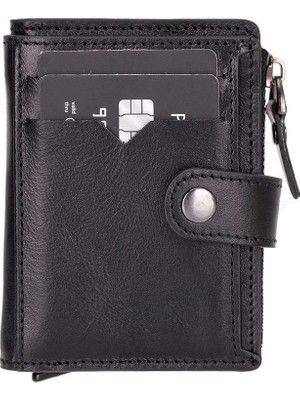 Die Grup  Rodos Hakiki Deri, El Yapımı, Pop-Up Kartlık Cüzdan, Parlak Siyah