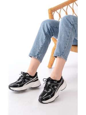 Aymood F-329 Siyah Günlük Bağcıklı Beyaz Tabanlı Yazlık Spor Ayakkabı