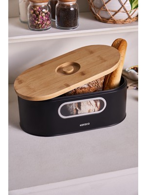 PremiumPort Çift Fonksiyonlu Ekmek Kutusu ve Kesme Tahtası, Şık ve Kullanışlı Tasarım
