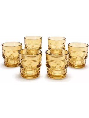 Fta Ticaret 6'lı Kurukafa Sepya Cam Shot Bardağı Seti