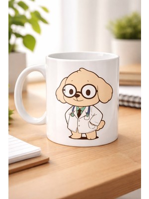 TeknoKapsül Doktor Tasarımlı Porselen Kupa Model 175 – Sevimli Veteriner / Doktor Temalı Kahve Kupası – H