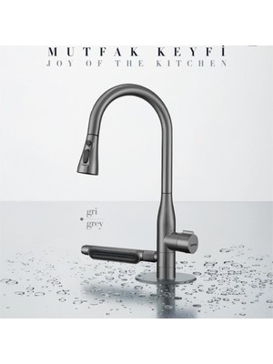 Penta Multi Içme Suyu Spiralli Gun Grey Eviye Bataryası 1335GG