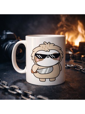 TeknoKapsül Cool Tembel Hayvan Tasarımlı Porselen Kupa Model 85 – Havalı, Eğlenceli Karizmatik Kahve Kupası