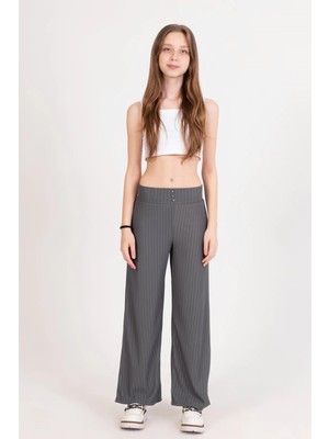 TeknoKapsül Kız Çuk Düğme Detaylı Pantolon