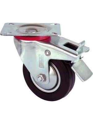 TeknoKapsül Servis Tekeri - Tablalı Frenli Siyah Döner - Çap 80 mm