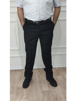 Nacar Çarşı Nacar Erkek Klasik Kesim Kumaş Pantolon Regular Fit Desenli 10S-Siyah Renkli Rahat Model