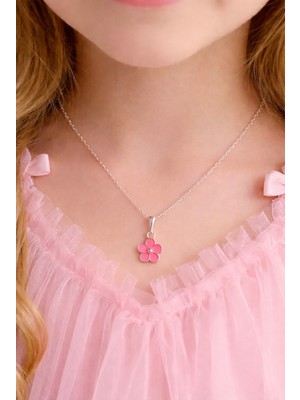 Miraç Gümüş Takı Atölyem 925 Ayar Gümüş Mineli Çiçek Detaylı Kız Çocuk Kolye