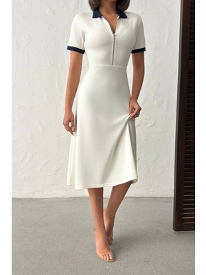 Bejna Kadın Fermuarlı Polo Yaka Soft Touch Elbise