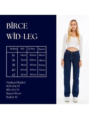 BLAYF Birce Wide Leg Mavi Pamuk Kadın Jean Pantolon