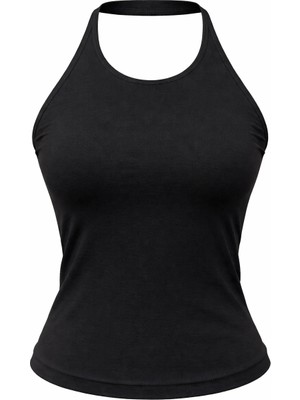 Mixray 2081 Kadın Halter Yaka Sırt Dekolteli Atlet Bluz Siyah