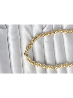 TeknoKapsül cm 14K Gold Renk Kalın Burgu Zincirli Model 60 cm Kadın Kolye